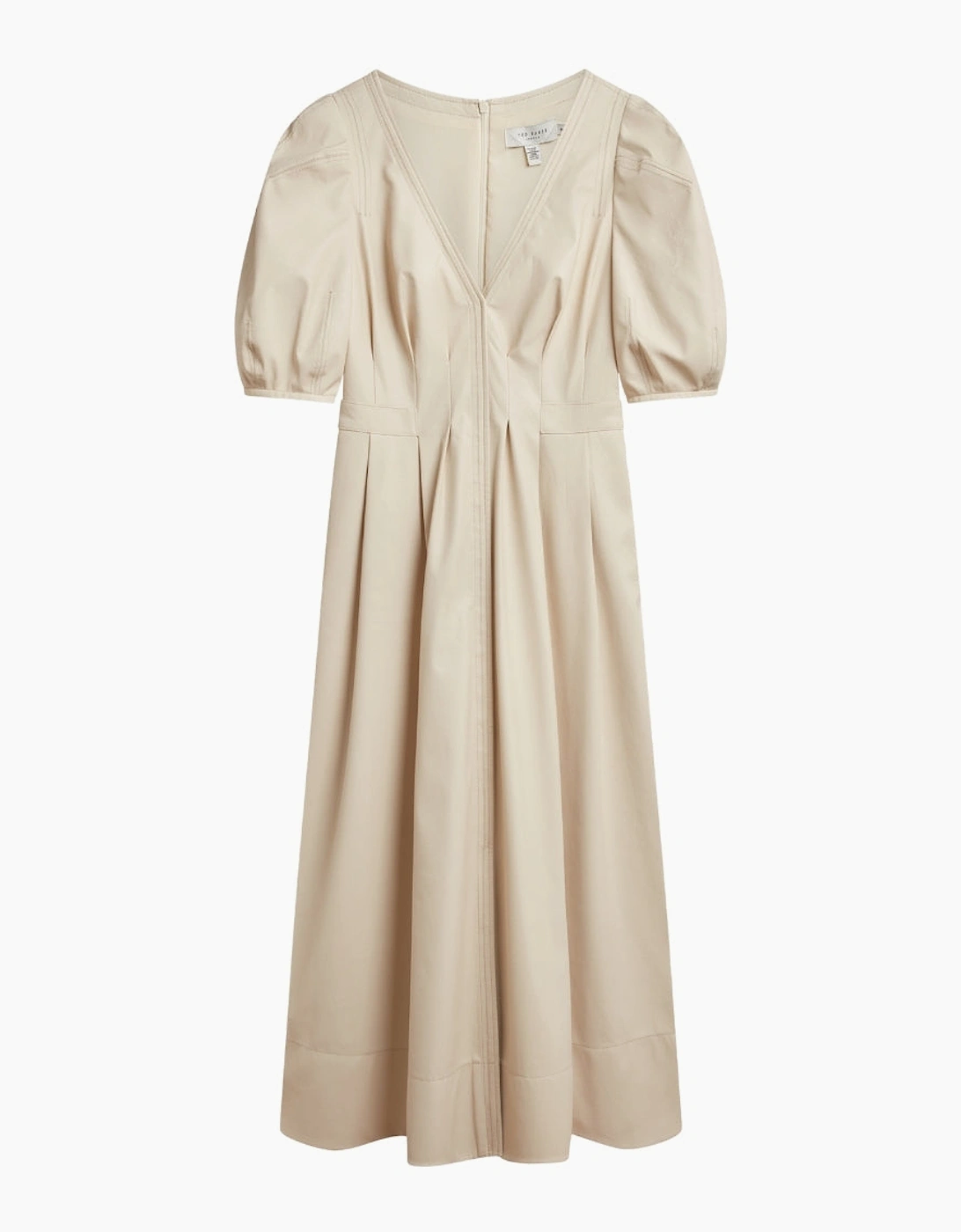 Ted Baker Tamega Faux Leather Ivory Midi Dress