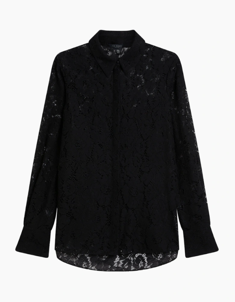 Ted Baker Genoa Longline Lace Black Shirt