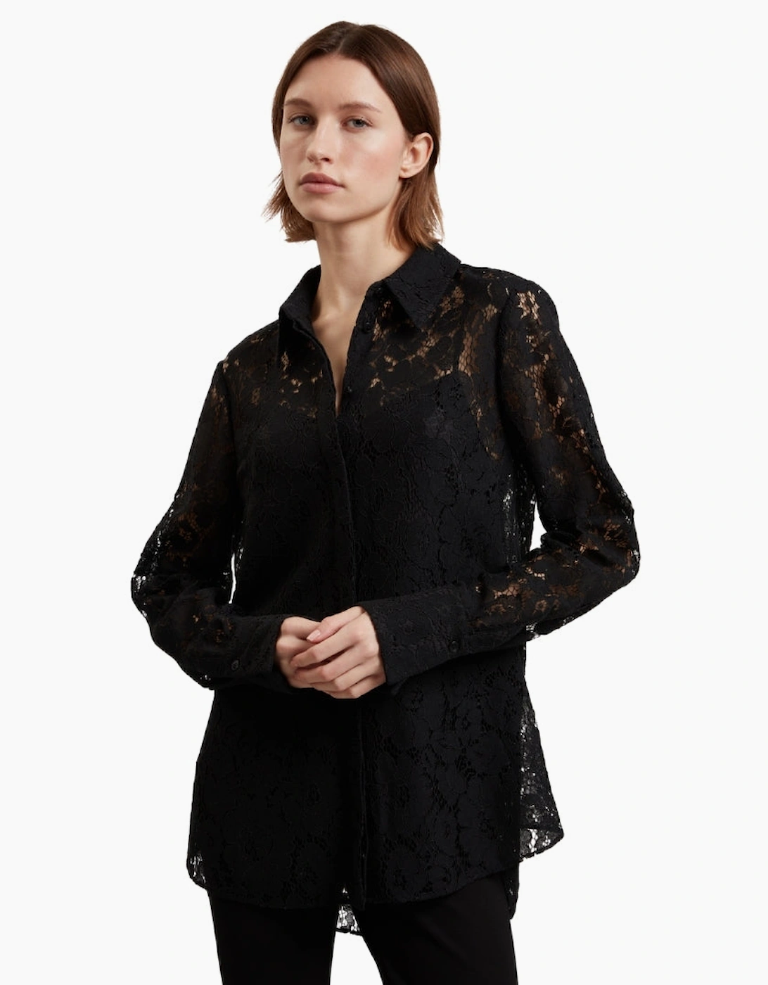 Ted Baker Genoa Longline Lace Black Shirt