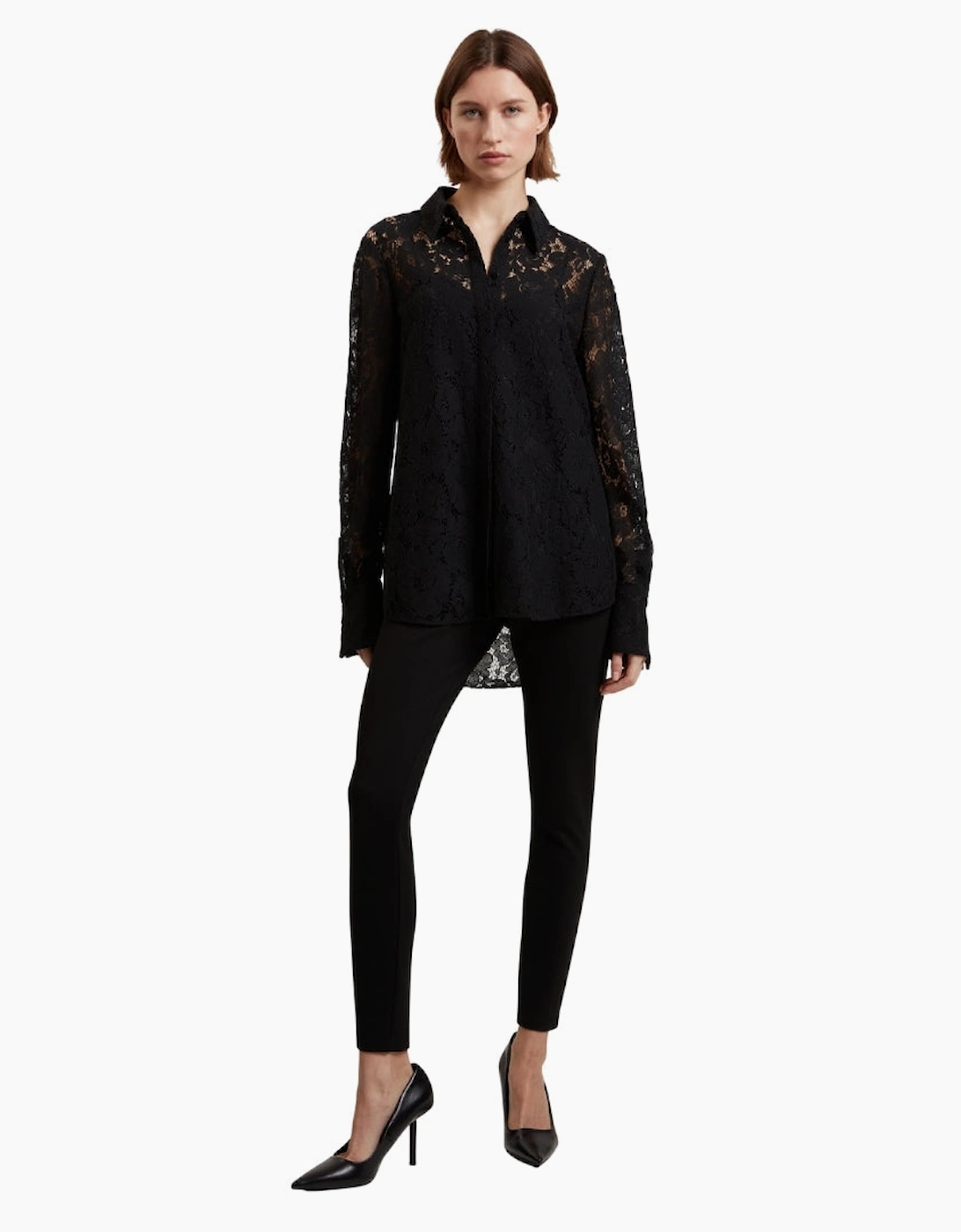 Ted Baker Genoa Longline Lace Black Shirt