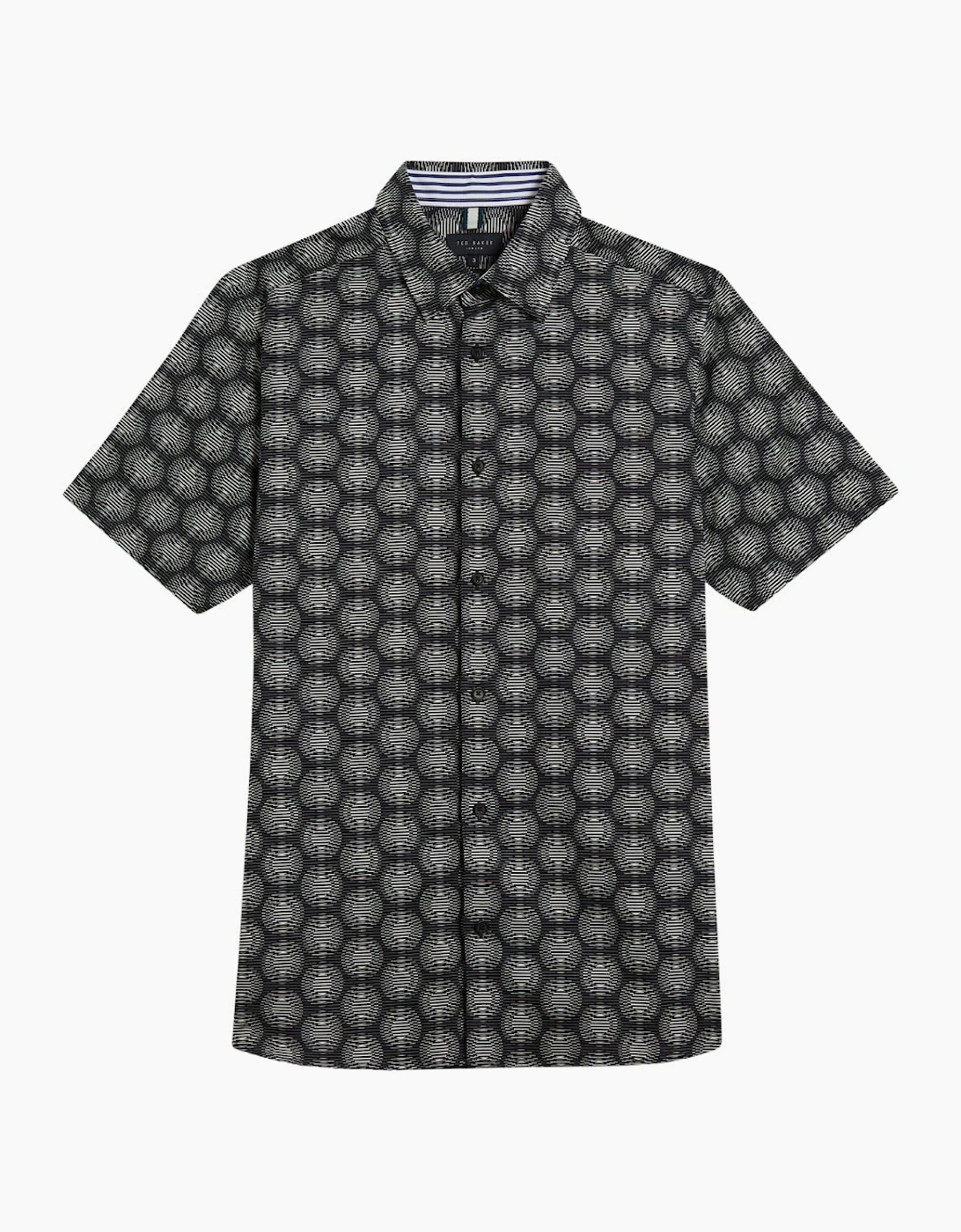 Men's Ted Baker Pearsho Short Sleeve Circle Geo Black Shirt - Size: Regular/36
