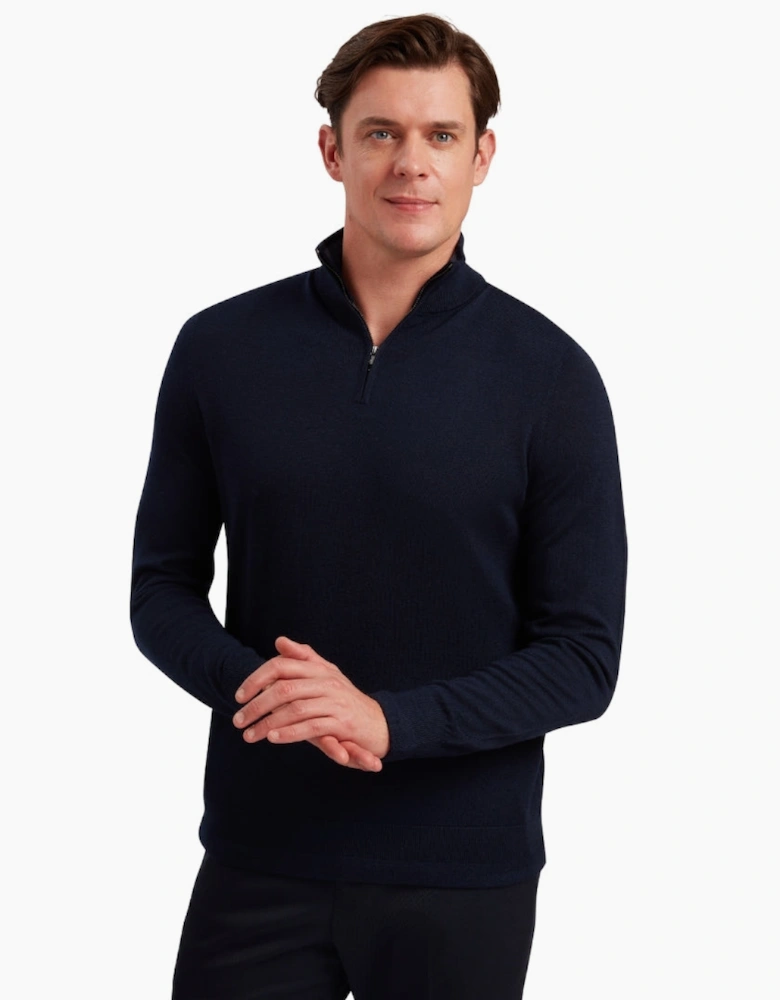 Ted Baker Limehas Merino Core Half Zip Navy Jumper