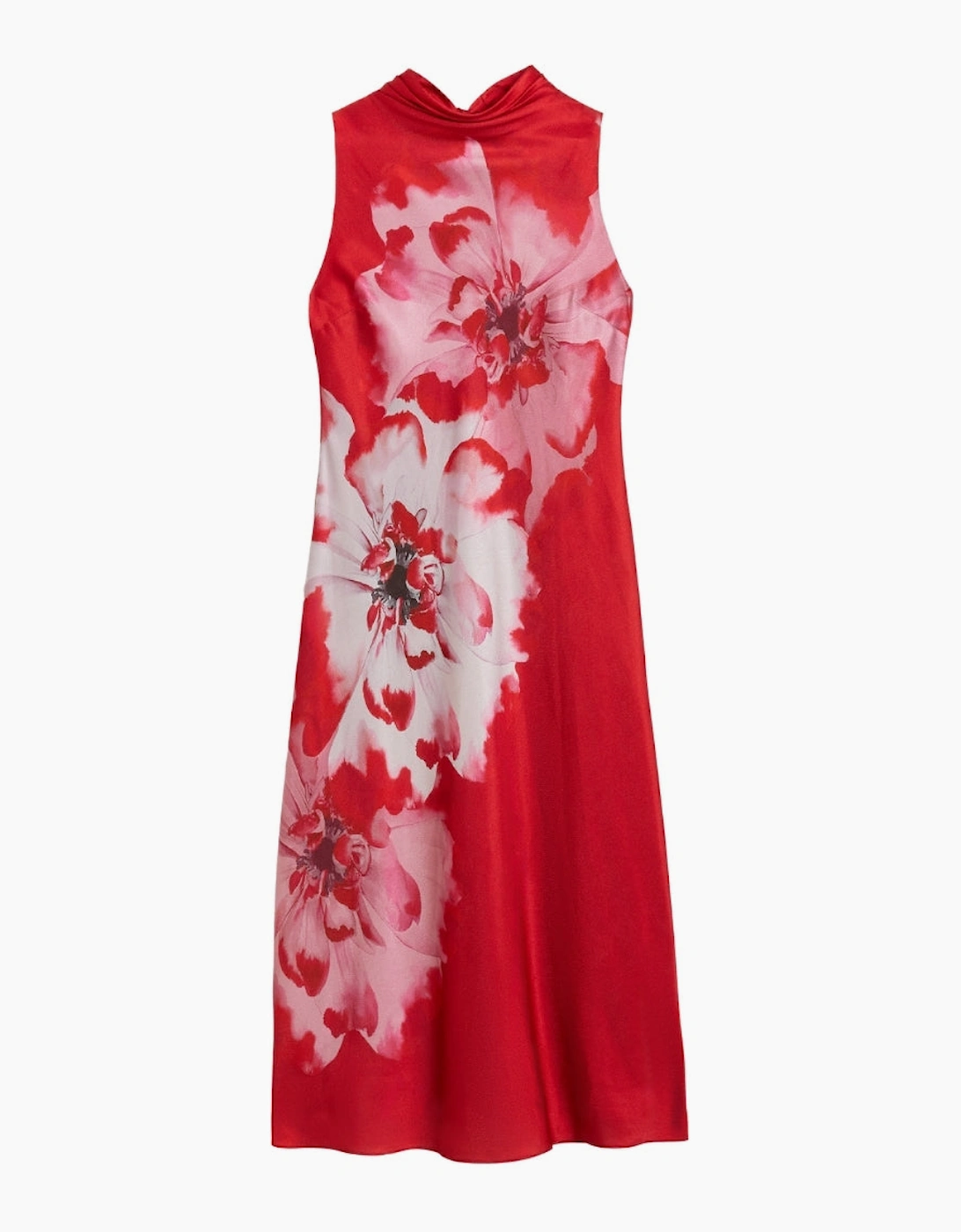Ted Baker Women's Ted Baker Aliara Printed Cowl Neck Midi Red Slip Dress