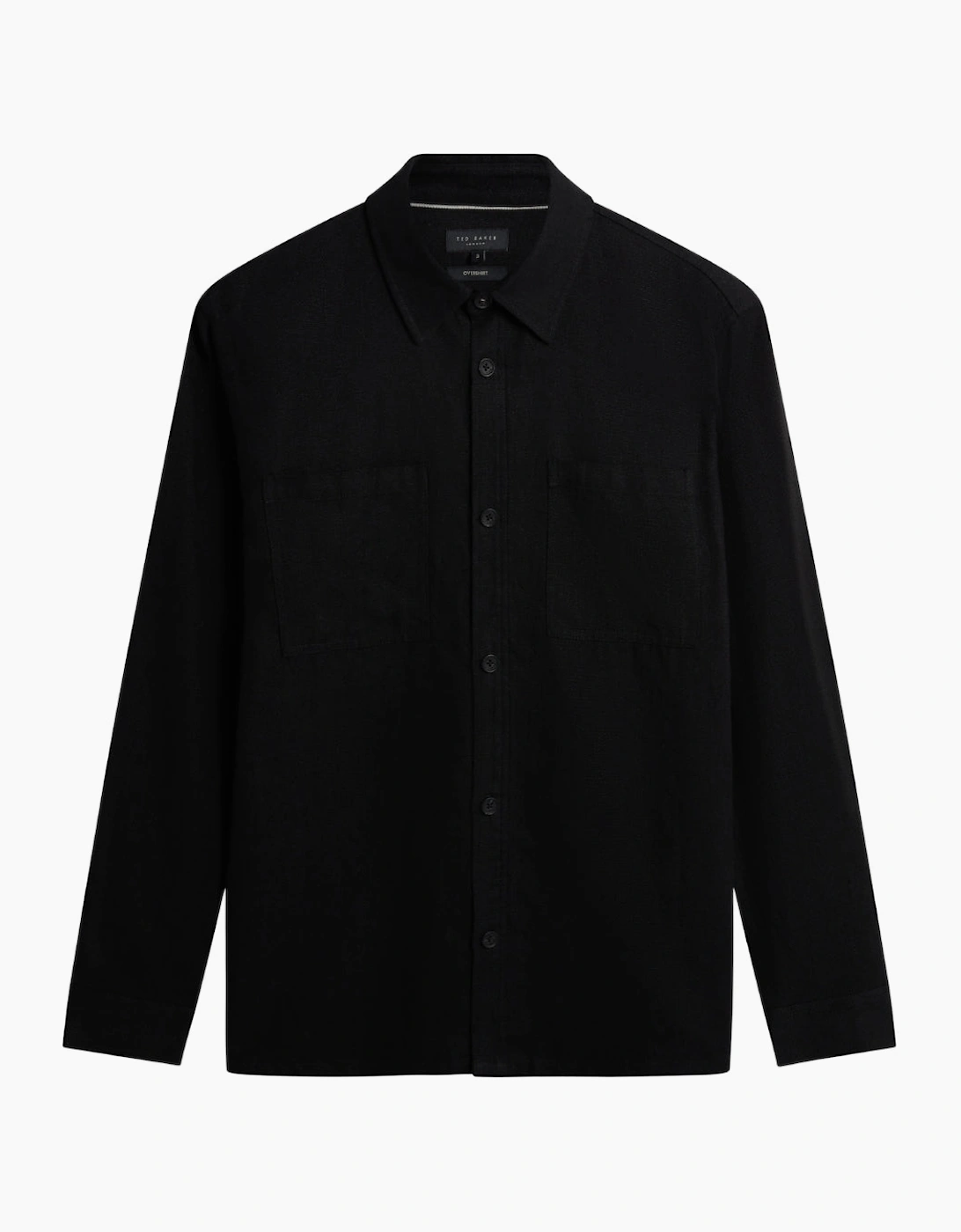 Men's Ted Baker Shaww Delave Linen Black Overshirt - Size: 40/Regular