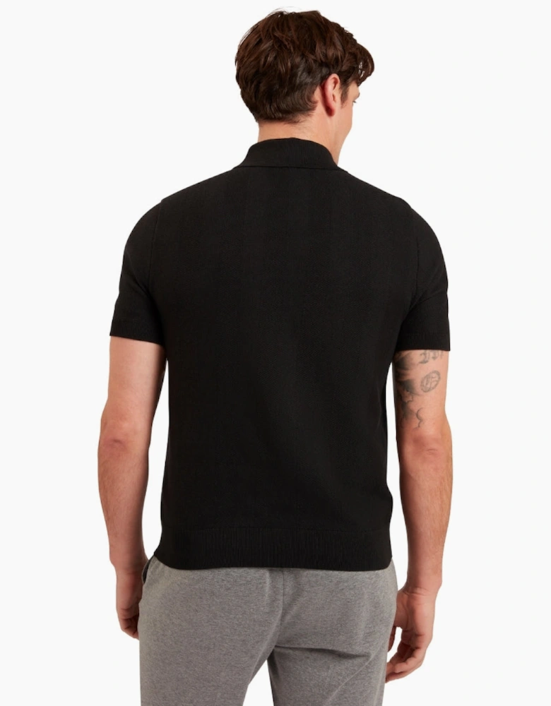 Ted Baker Fourd Herringbone Stitch Zip Black Polo Shirt