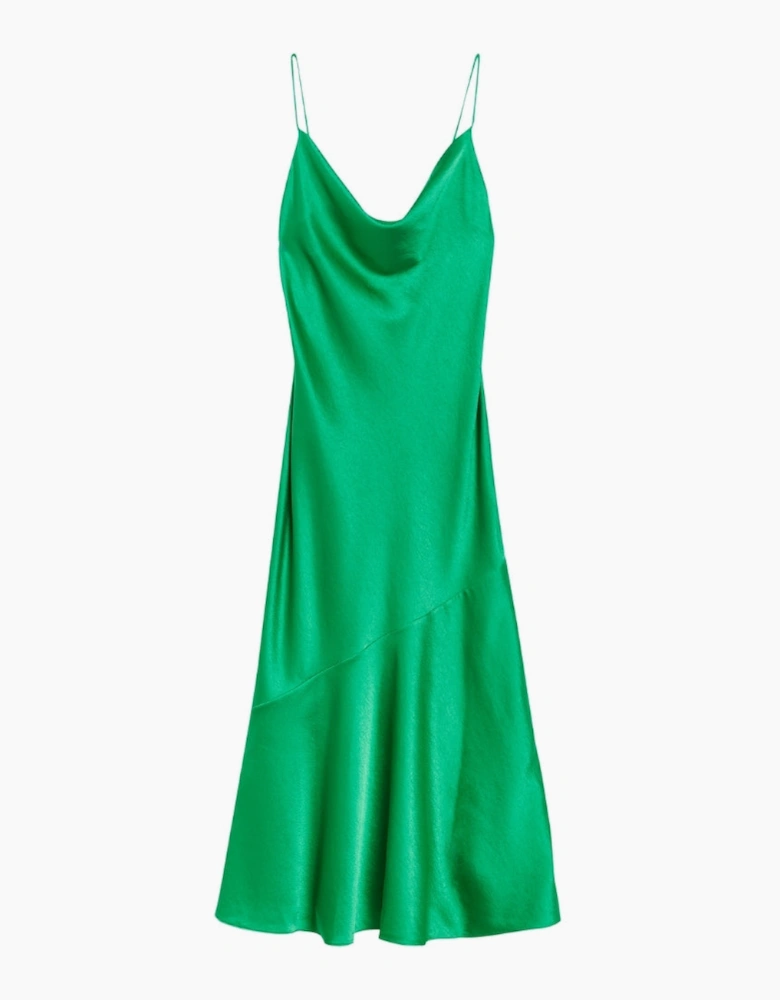 Ted Baker Tunca Satin Cowl Neck Evening Green Midi Dress