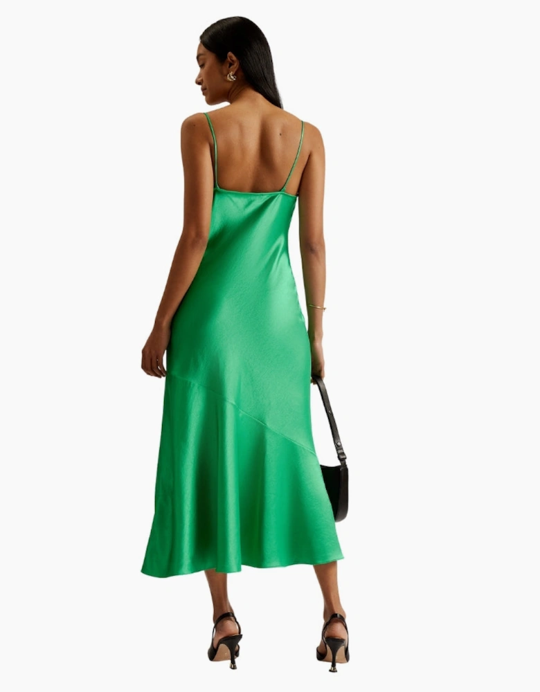 Ted Baker Tunca Satin Cowl Neck Evening Green Midi Dress