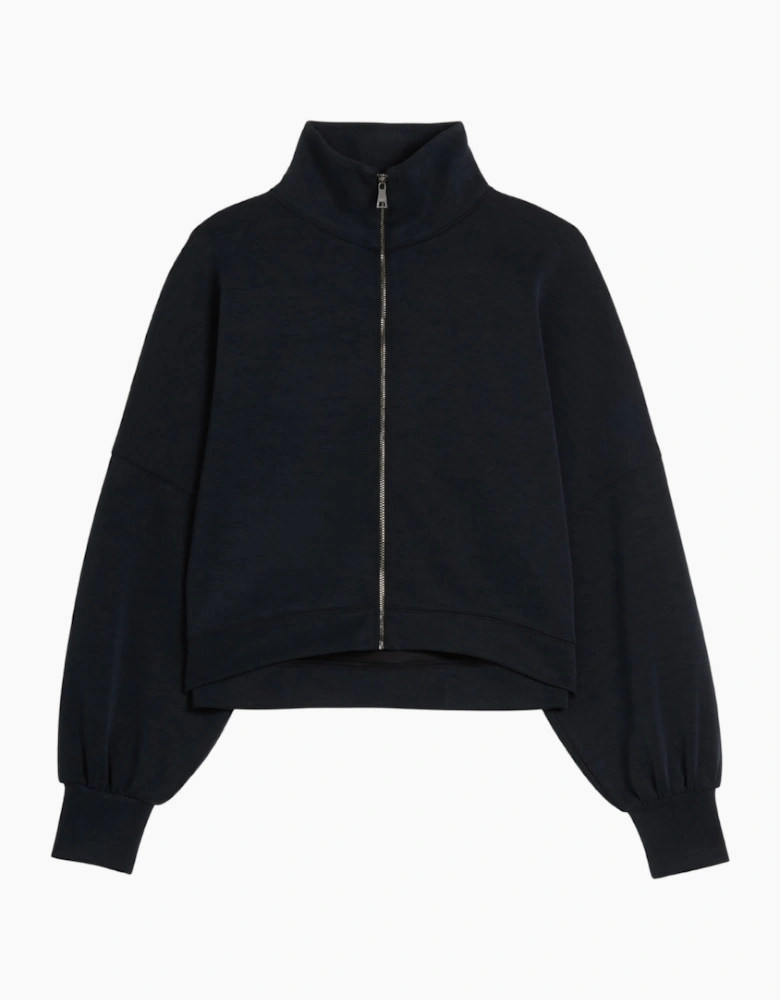 Ted Baker Arorha Cupro Zip Through Black Funnel Neck