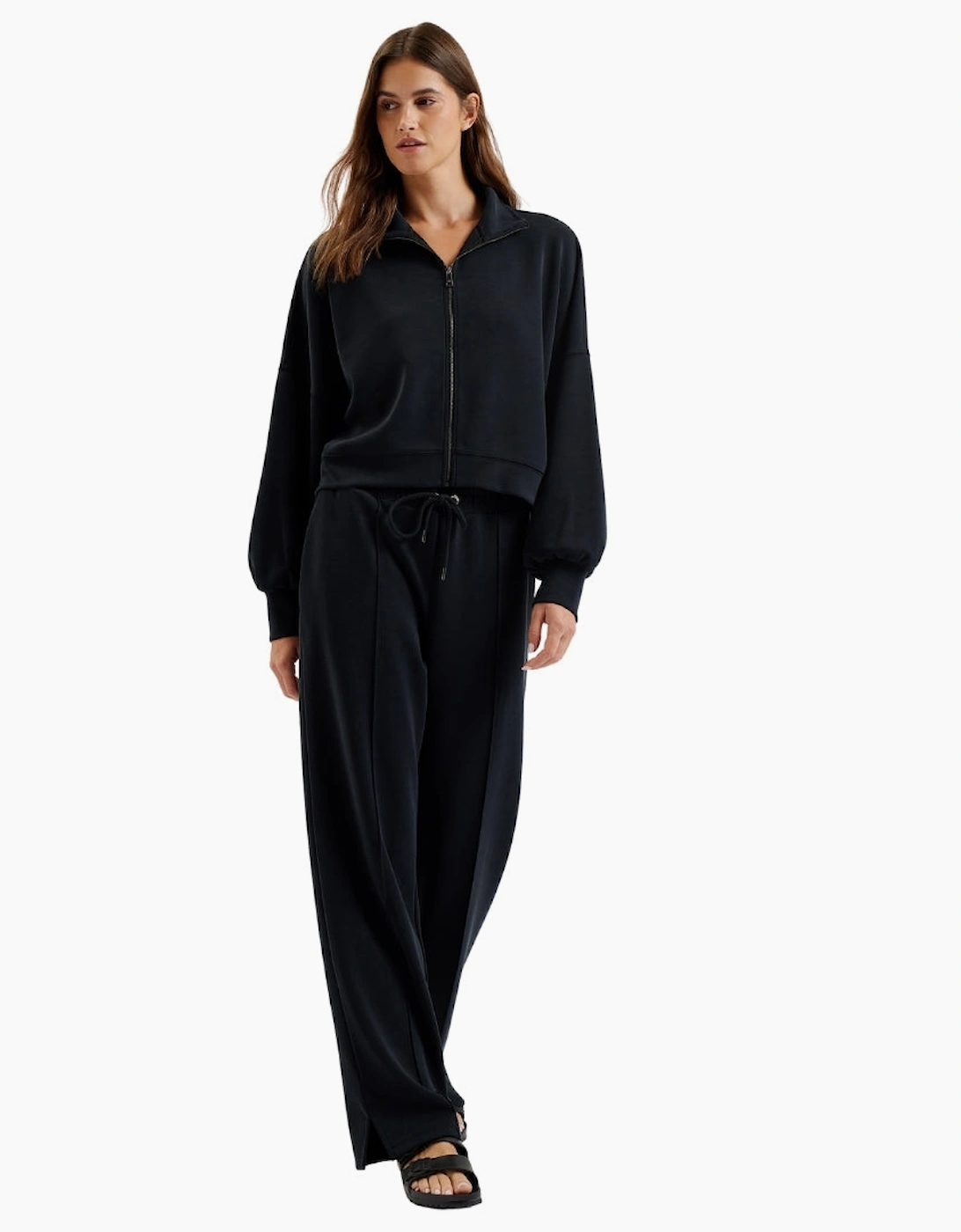 Ted Baker Arorha Cupro Zip Through Black Funnel Neck