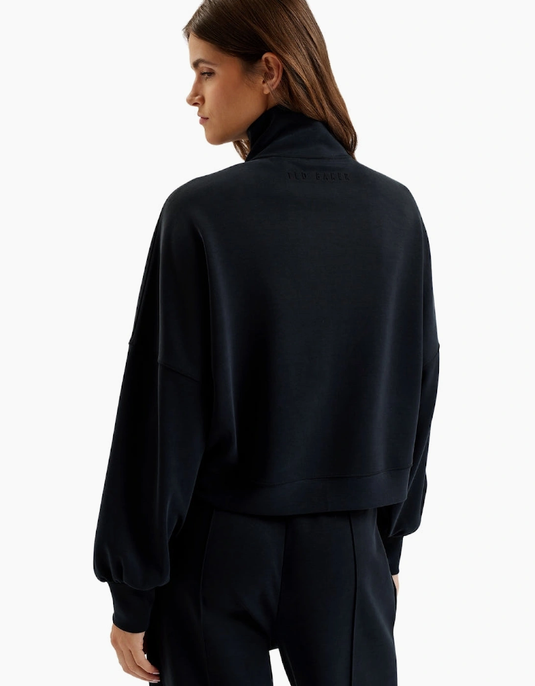 Ted Baker Arorha Cupro Zip Through Black Funnel Neck