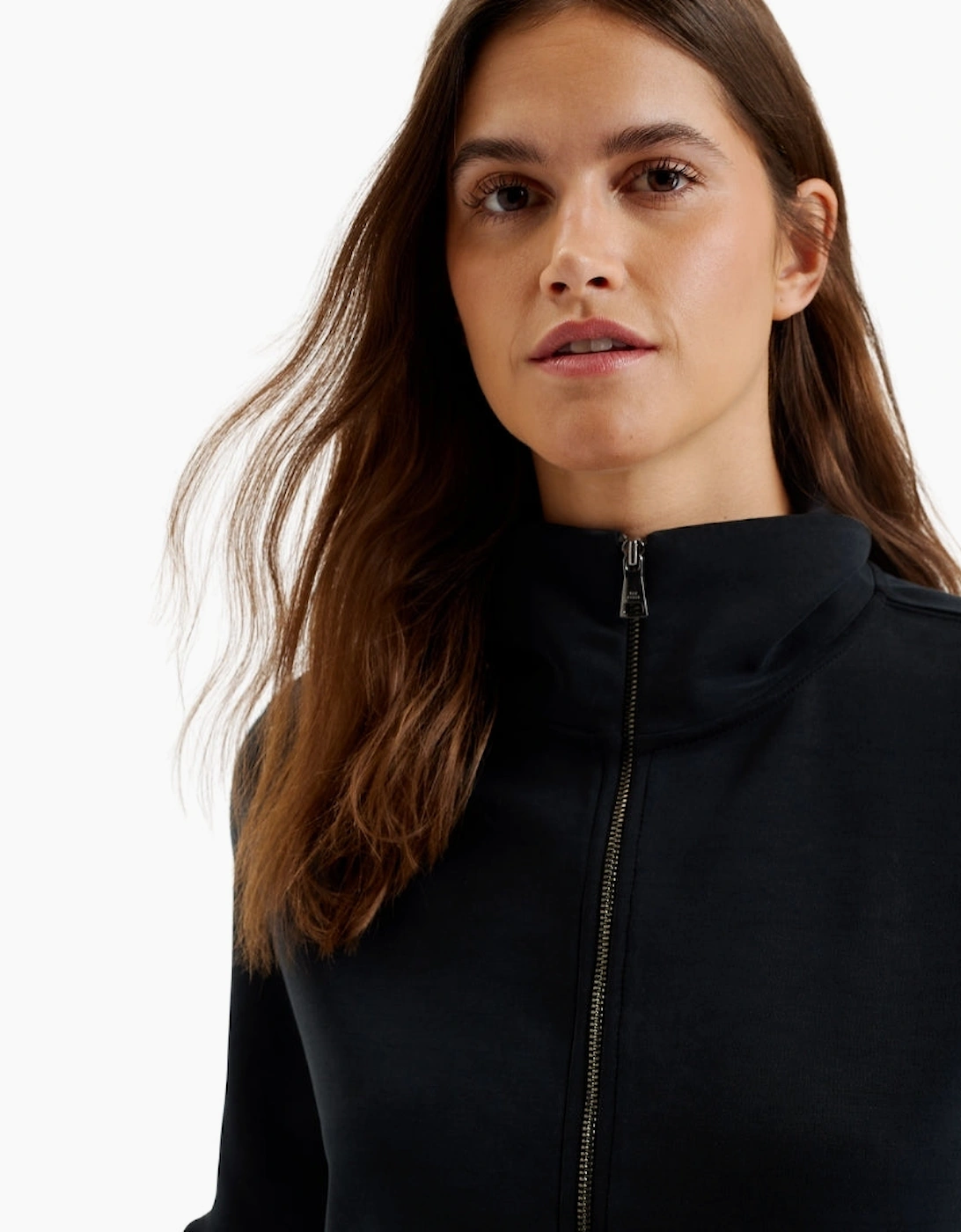 Ted Baker Arorha Cupro Zip Through Black Funnel Neck