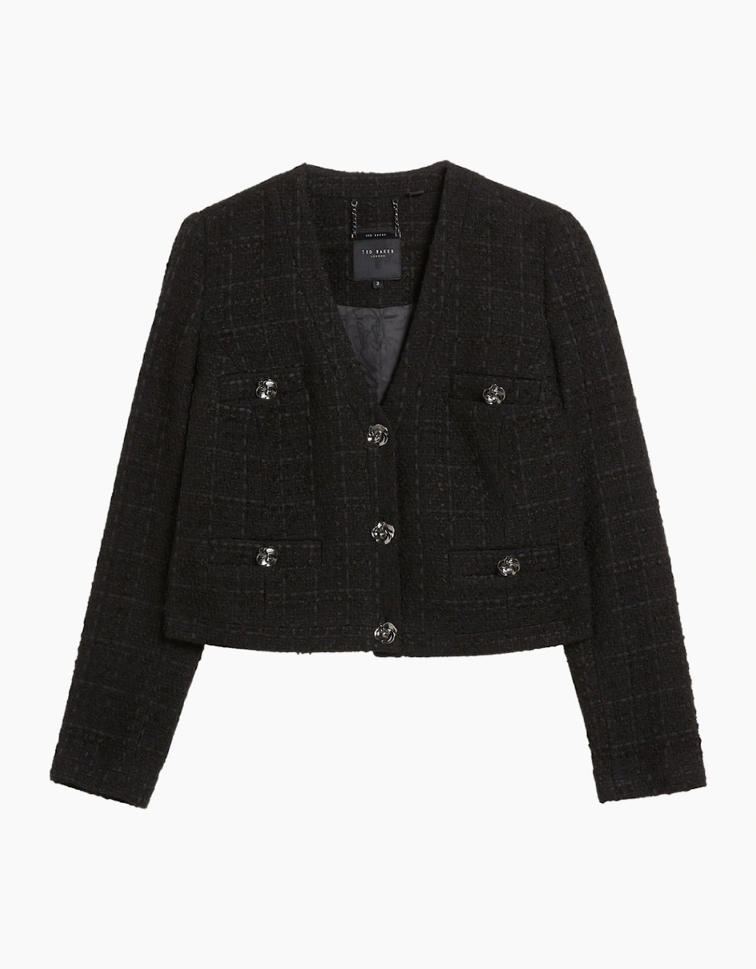 Ted Baker Women's Ted Baker Koma Rose Button Cropped Boucle Black Jacket