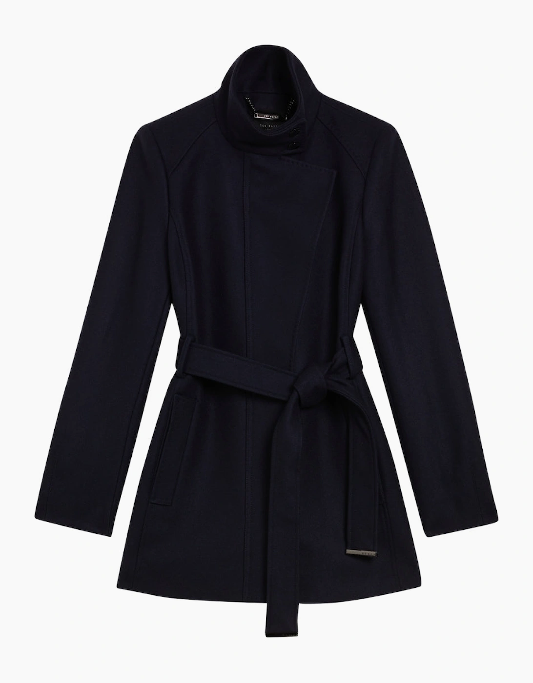 Ted Baker Women's Ted Baker Icombis Short Funnel Neck Navy Coat - Black
