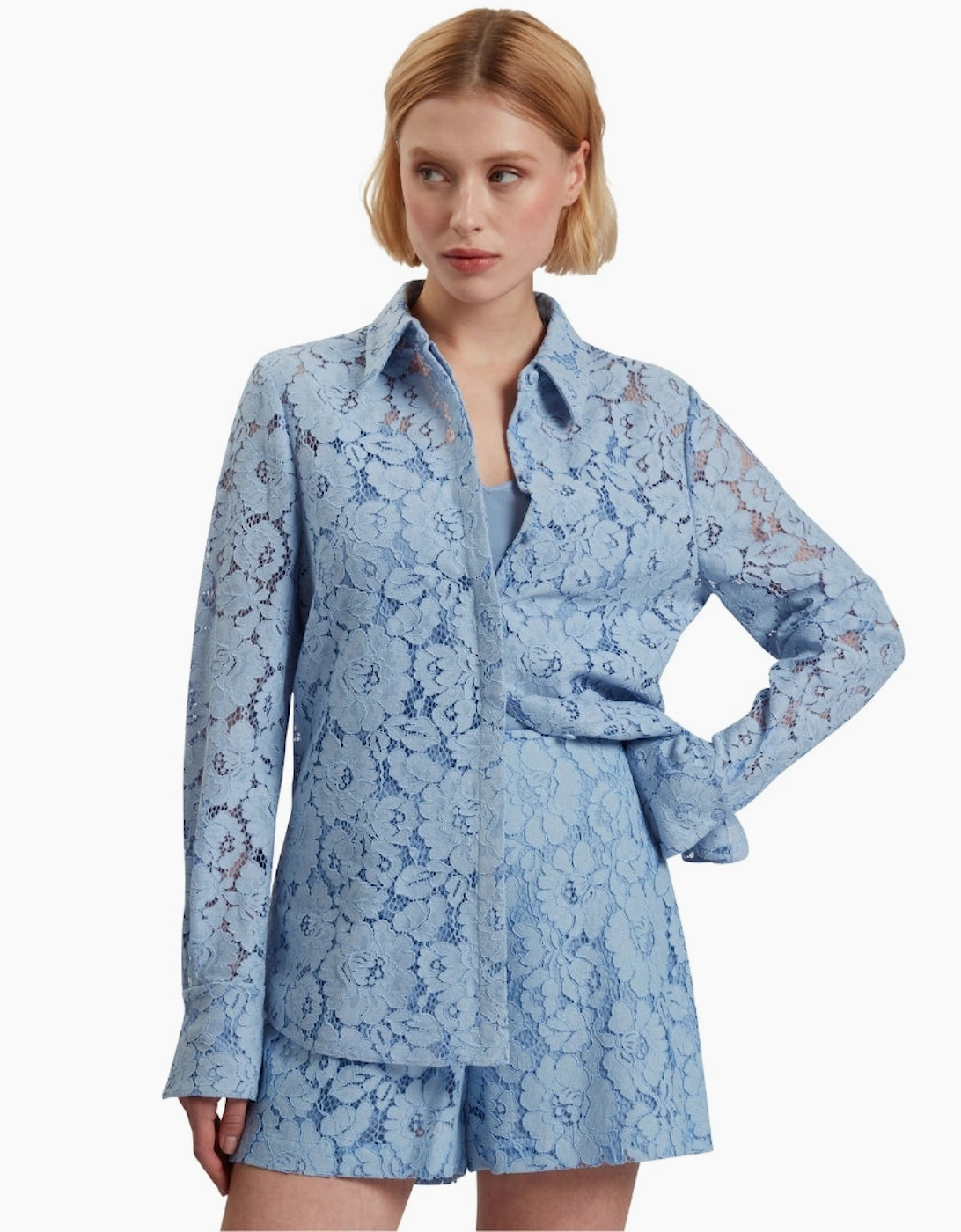 Ted Baker Gennoa Longline Lace Blue Shirt