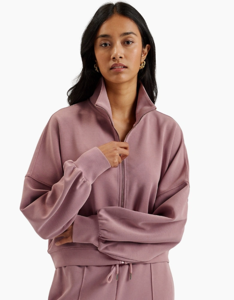 Ted Bake Aurora Cupro Zip Through Funnel Neck Dusty Pink Jumper