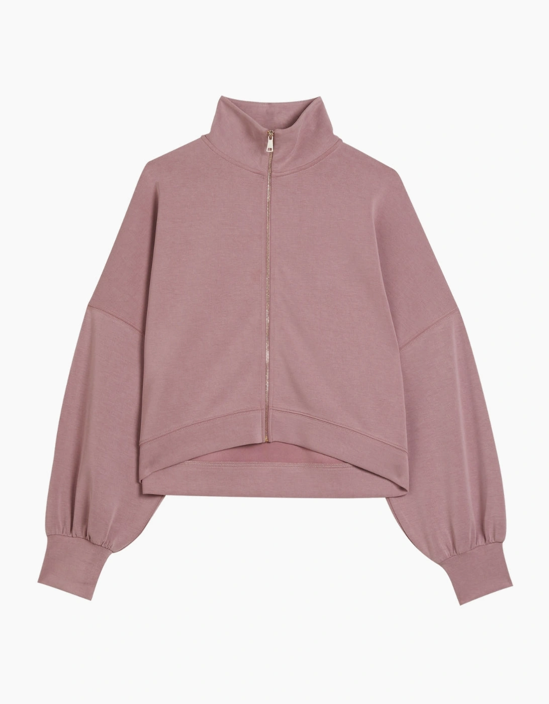 Ted Bake Aurora Cupro Zip Through Funnel Neck Dusty Pink Jumper