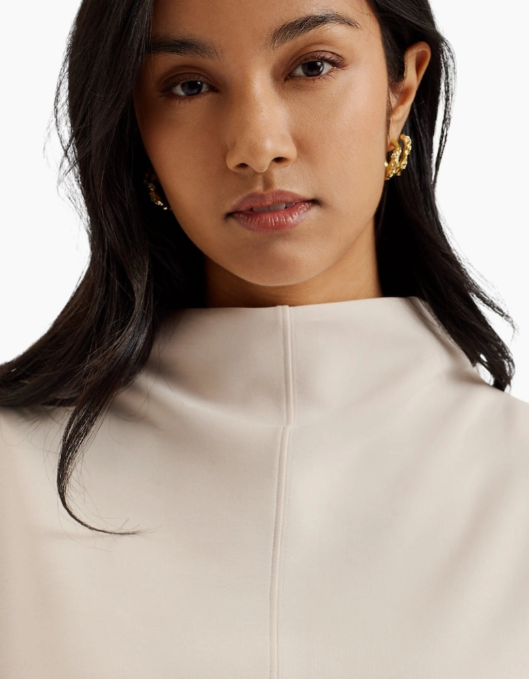 Ted Baker Kenseyy Cupro Funnel Neck Sweat Ivory Jumper