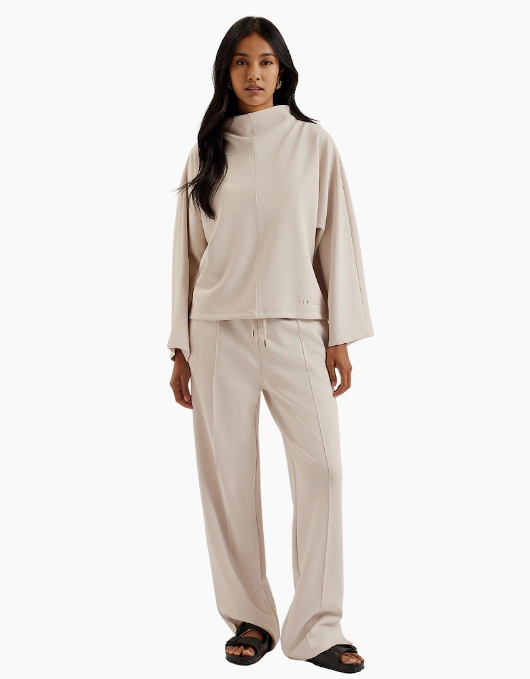 Ted Baker Kenseyy Cupro Funnel Neck Sweat Ivory Jumper