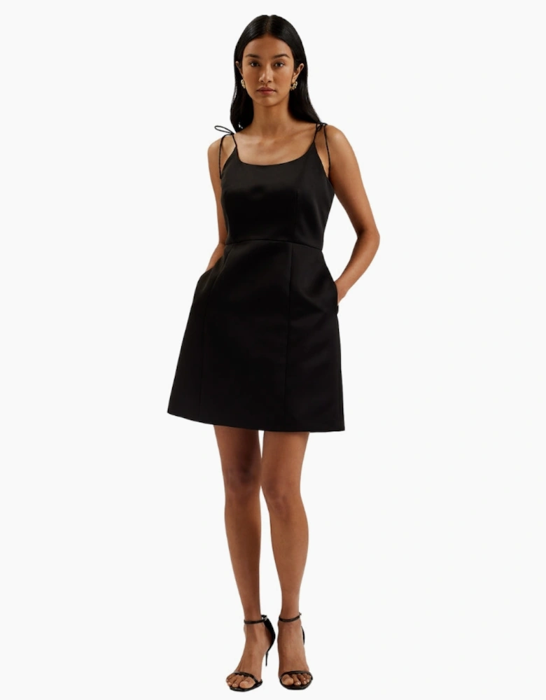 Ted Baker Kavala Tie Strap Bodice Waist Black Mini Dress