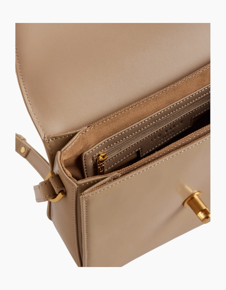 Ted Baker Kkayli Polished Leather Taupe Satchel Bag