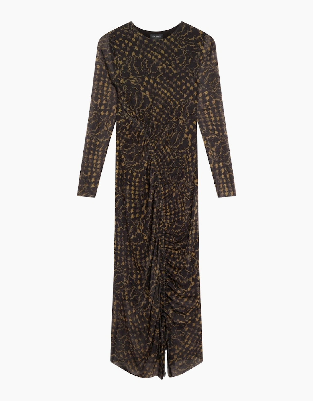 Ted Baker Maemii Ruched Mesh Black Midi Dress With Back Split