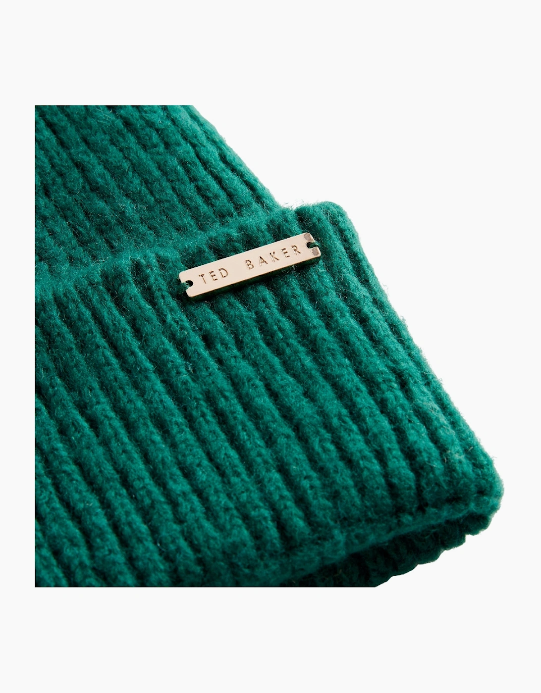 Ted Baker Lidiass Knitted Ribbed Green Beanie Hat