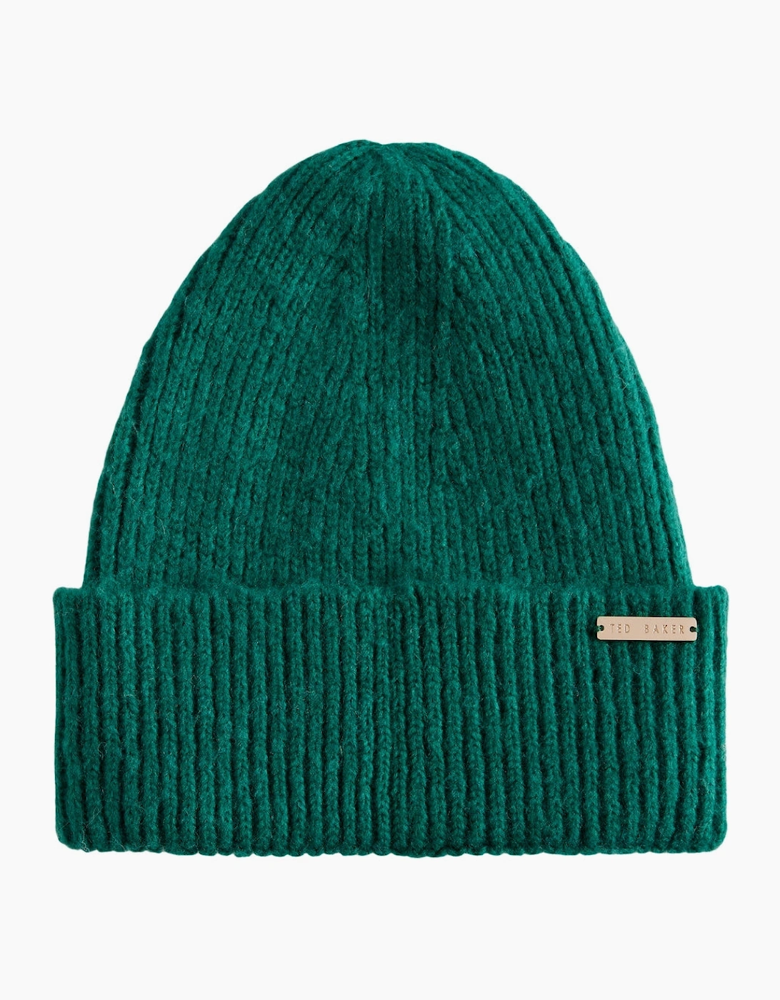 Ted Baker Lidiass Knitted Ribbed Green Beanie Hat