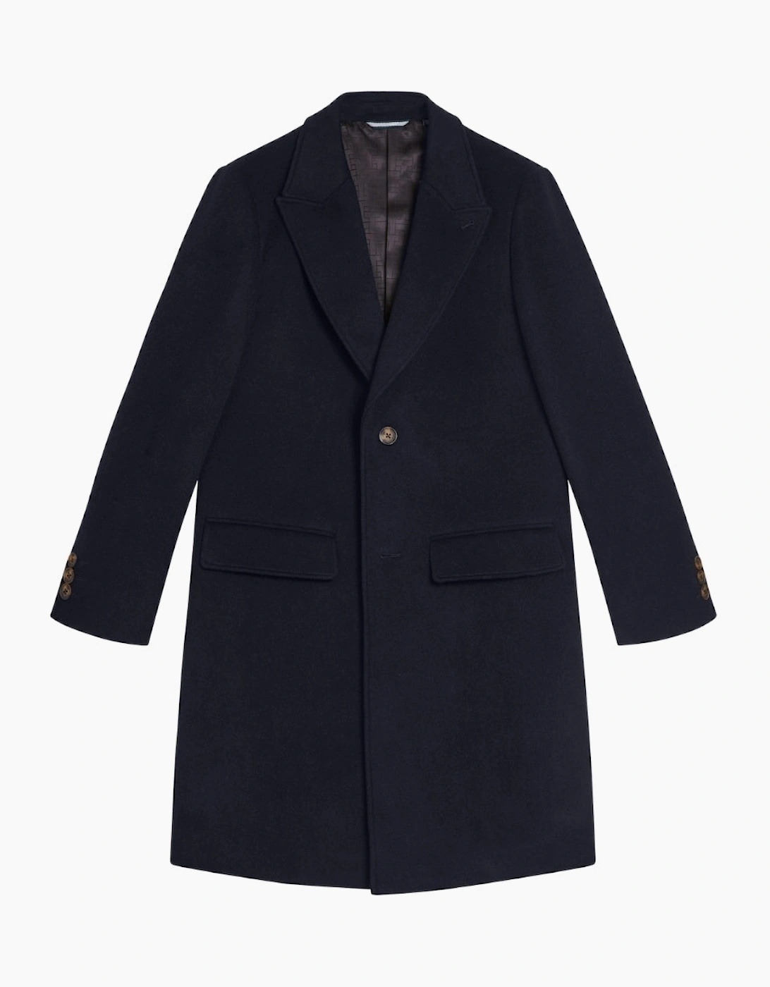 Ted Baker Men's Ted Baker Wilding Wool Blend Navy Overcoat - Black
