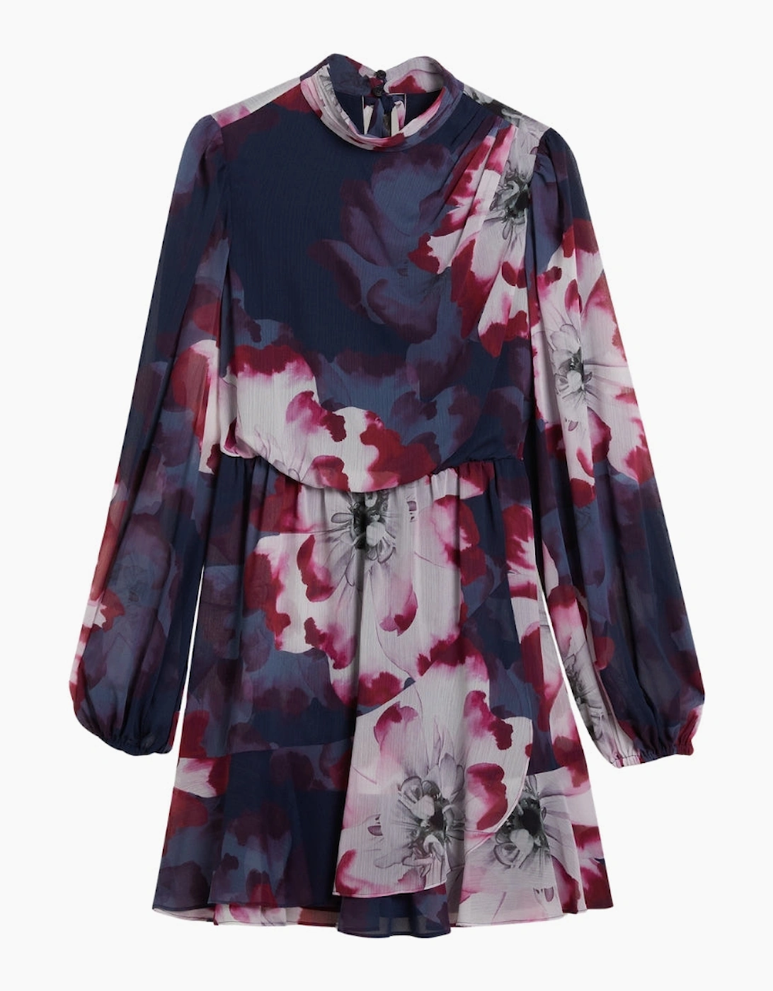 Ted Baker Women's Ted Baker Aracely Printed Long Sleeve Navy Neck Tie Dress