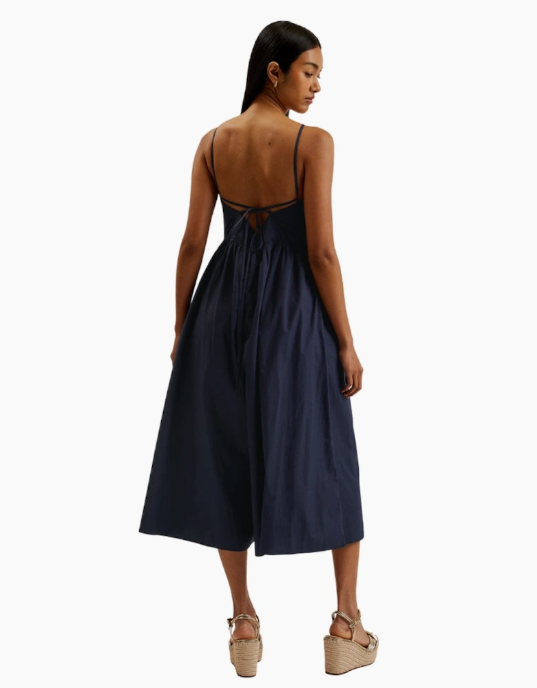 Ted Baker Eze Squared Neck Strappy cross over Dark Blue Jumpsuit