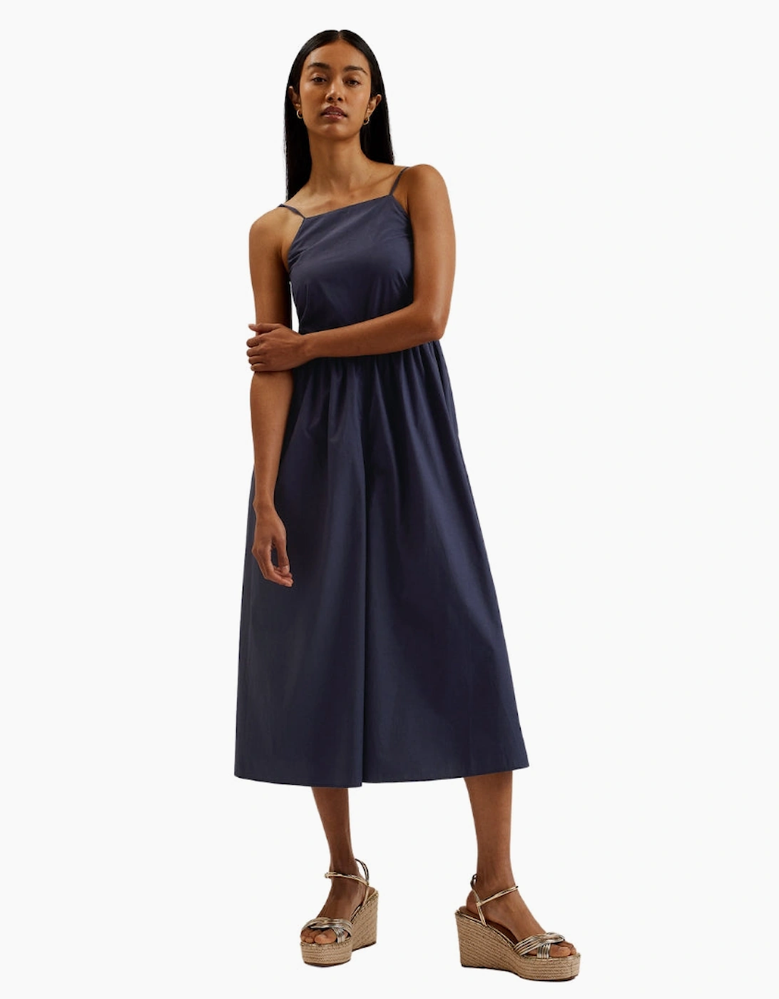 Ted Baker Eze Squared Neck Strappy cross over Dark Blue Jumpsuit
