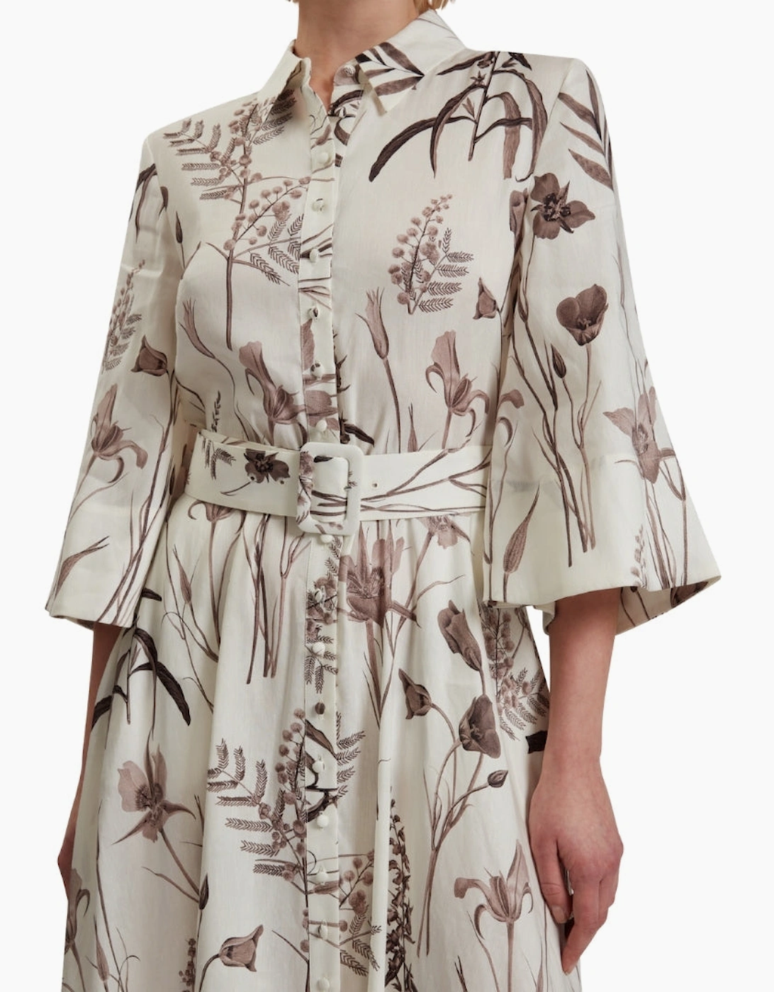 Ted Baker Luwisa Linen Silk Pleated Ivory Midi Dress