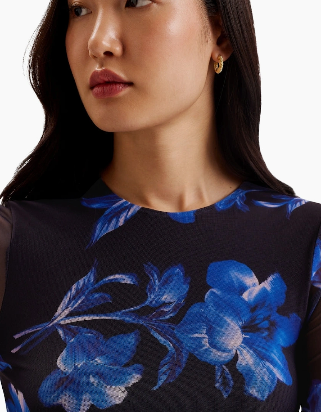 Ted Baker Marliyy Printed Mesh Bodycon Blue Dress