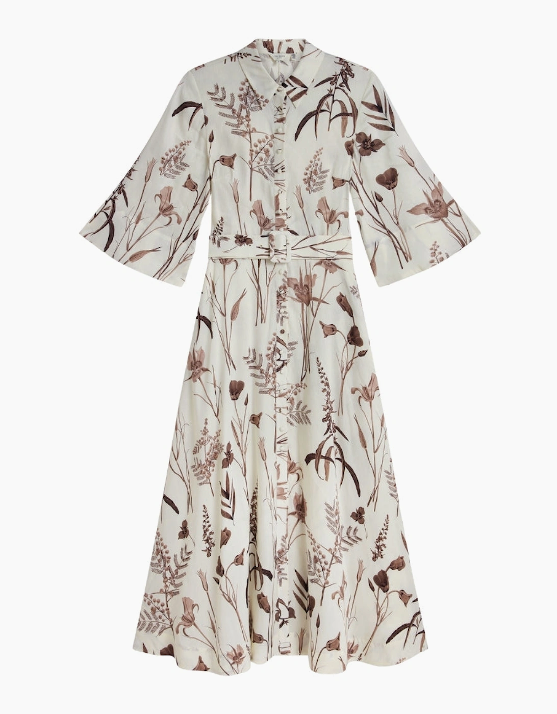 Ted Baker Women's Ted Baker Luwisa Linen Silk Pleated Ivory Midi Dress