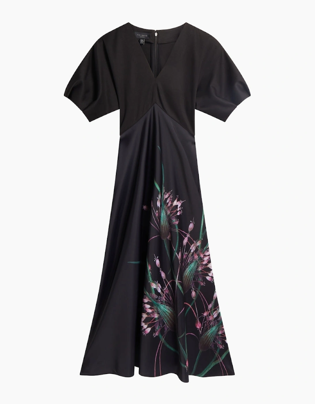 Ted Baker Women's Ted Baker Sado Printed Ponte Bodice Satin Black Dress