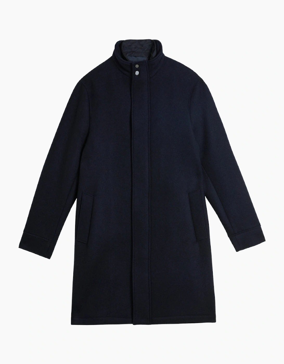 Ted Baker Men's Ted Baker Ederson Wool Navy Blend Funnel Neck Coat - Black