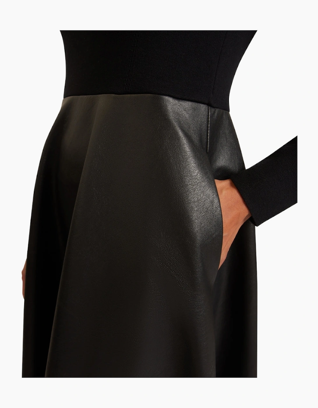 Ted Baker Midi Dress With Faux Leather Skirt