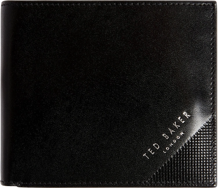 Ted Baker Prugs Embossed Corner Leather Bifold Black Wallet