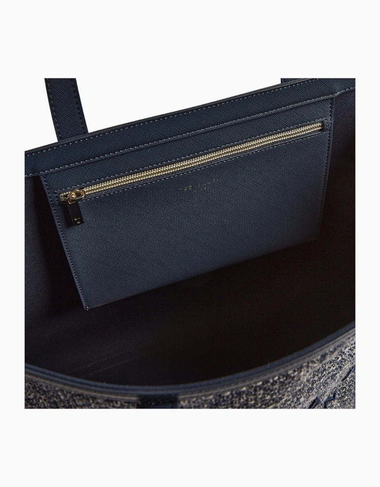 Ted Baker Tweekon Tweed Extra Large Navy Icon Bag