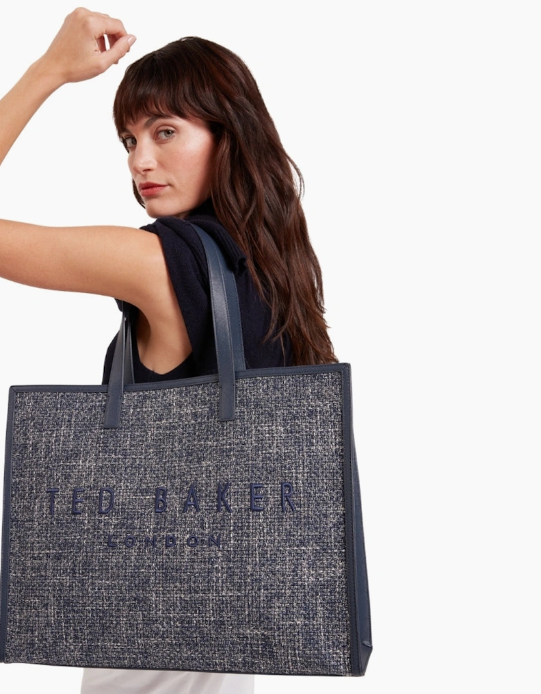 Ted Baker Tweekon Tweed Extra Large Navy Icon Bag