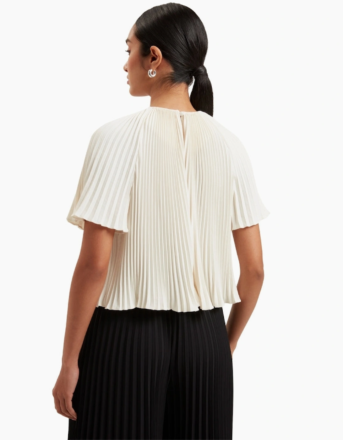 Ted Baker Agara Pleated Short Sleeve Ivory Blouse