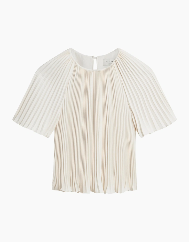 Ted Baker Agara Pleated Short Sleeve Ivory Blouse