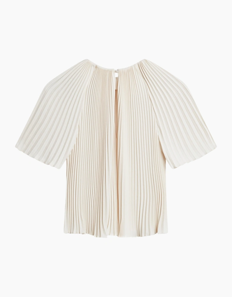 Ted Baker Agara Pleated Short Sleeve Ivory Blouse