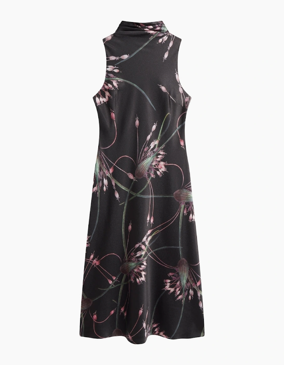 Women's Ted Baker Antua Printed Cowl Neck Midi Slip Black Dress - Size: 18