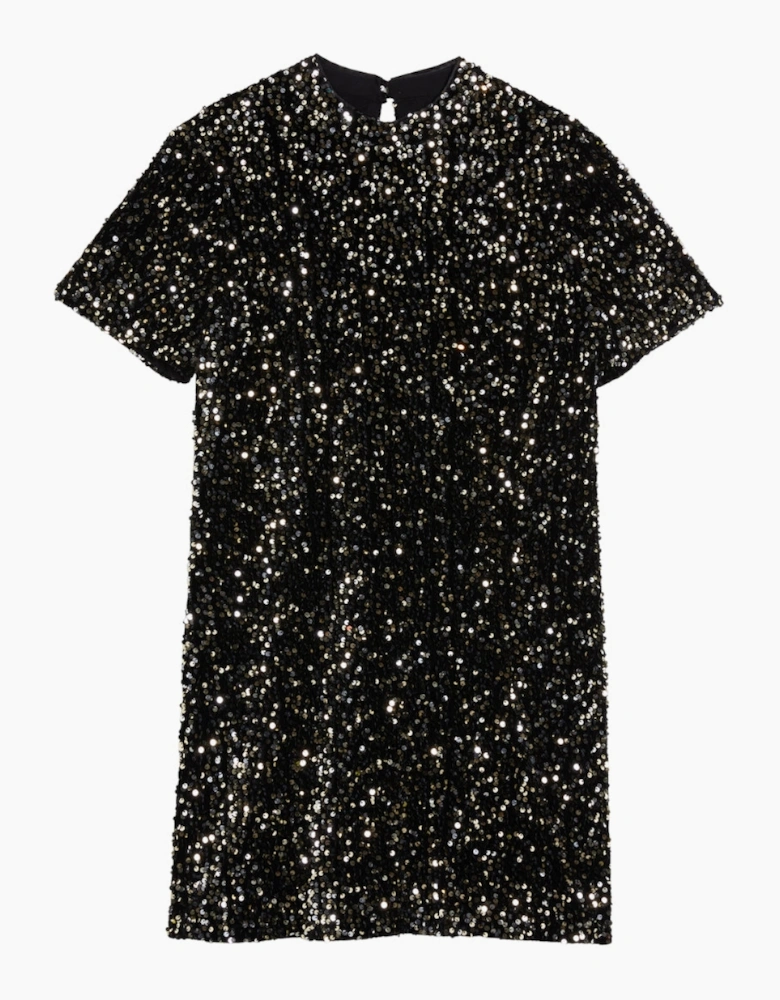 Ted Baker Audriyy Velvet Sequin Black Mini Dress