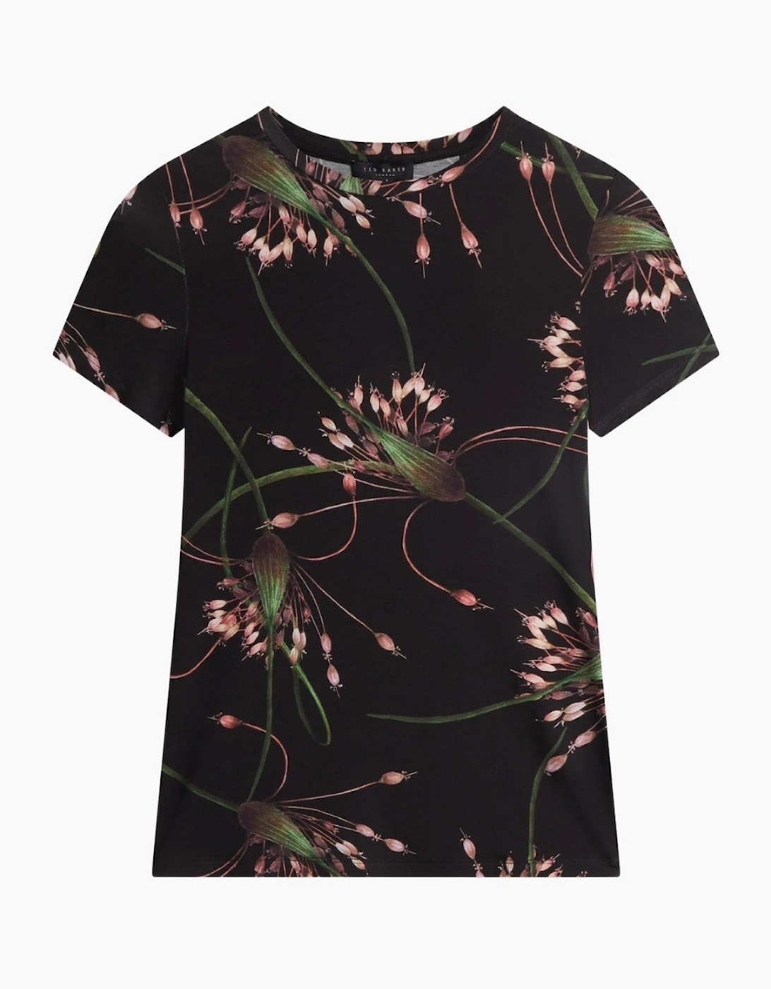 Women's Ted Baker Lexiii Printed Fitted Black T-Shirt - Size: 10/8