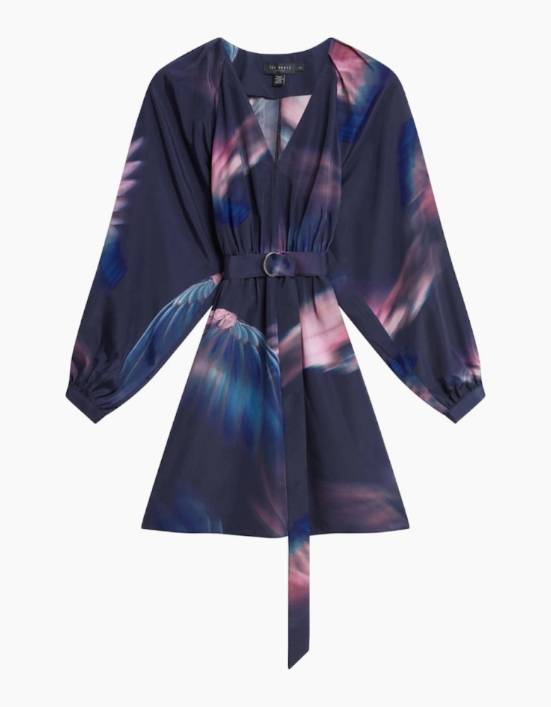 Ted Baker Alte Printed Belted Navy Mini Dress
