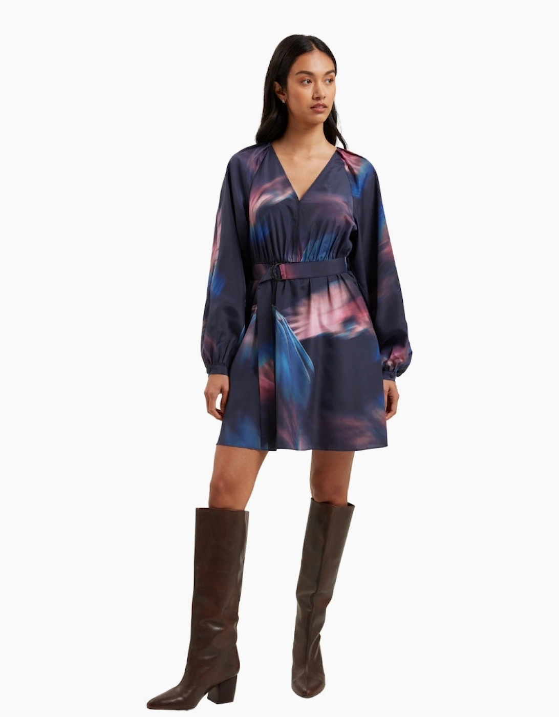 Ted Baker Alte Printed Belted Navy Mini Dress