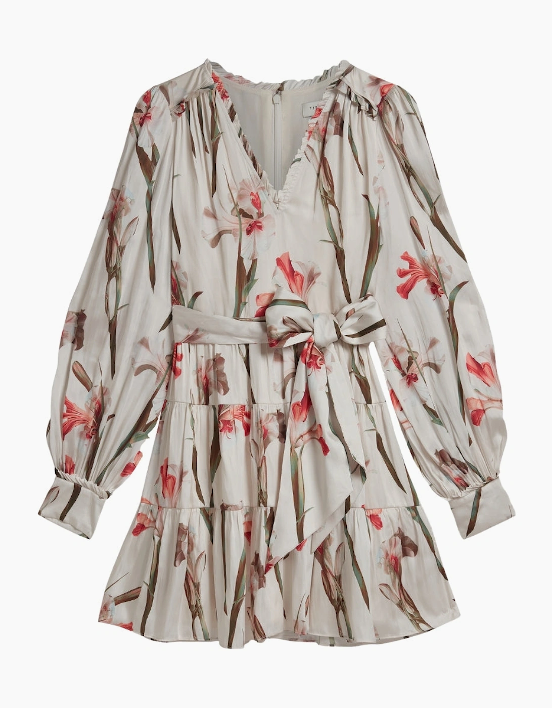 Ted Baker Cuiaba Pleat Detail V-Neck Ivory Mini Dress