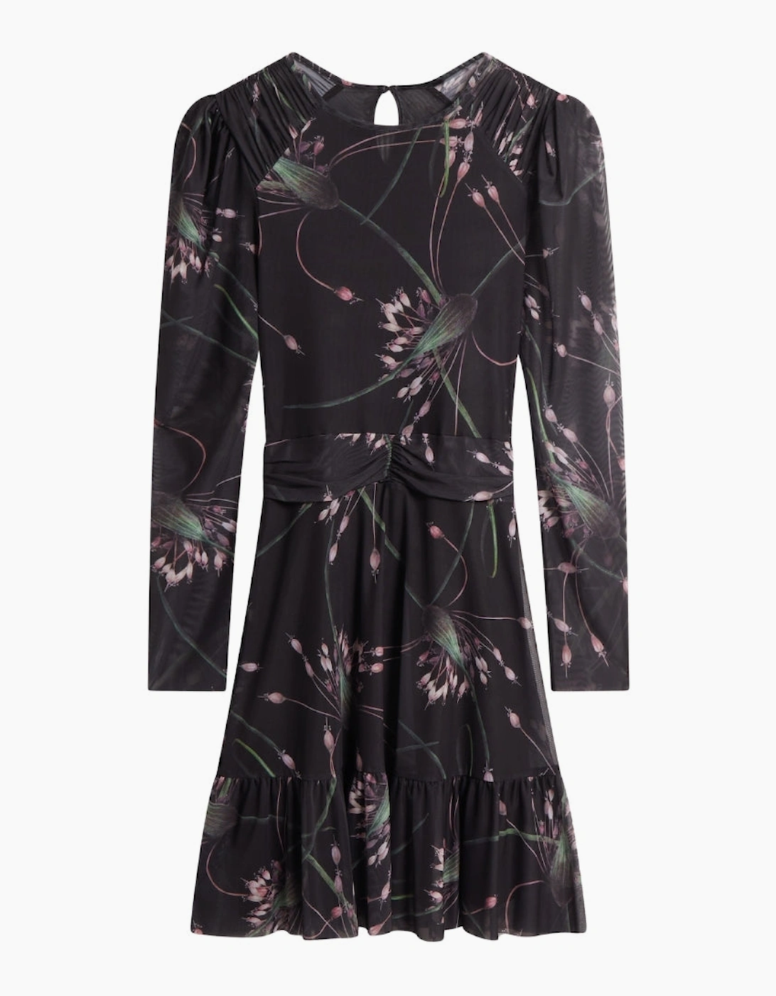 Ted Baker Sannde Gathered Shoulder Mesh Mini Dress for Women in Black UK 6